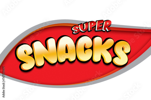 Snacks_Text_Effect. 3D outlined comic text effect. Fun snacks time graphic style on halftone abstract background.