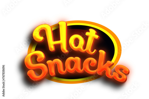 Snacks_Text_Effect. 3D outlined comic text effect. Fun snacks time graphic style on halftone abstract background.