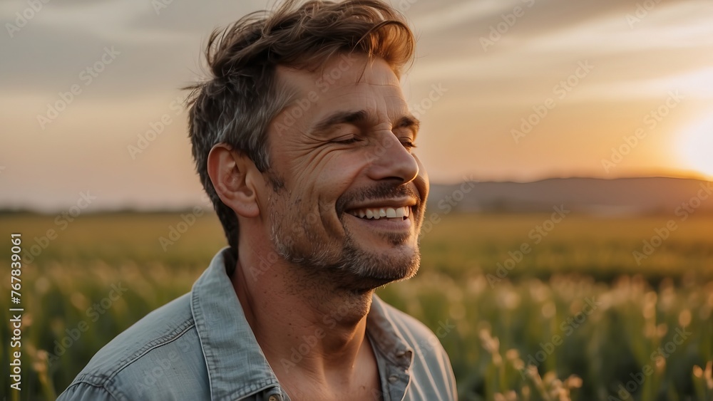 Portrait of calm happy smiling free man with closed eyes Portrait of calm happy smiling free man with closed eyes