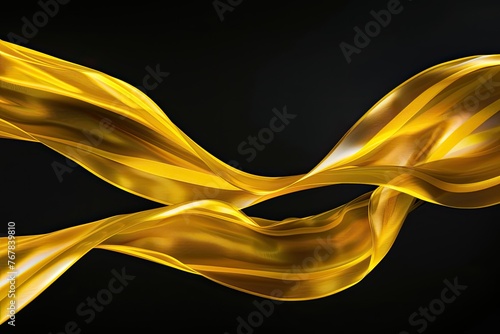 A long gold ribbon with a black background