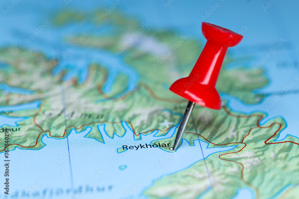Reykholar, Iceland pin on map Reykholar, Iceland pin on map