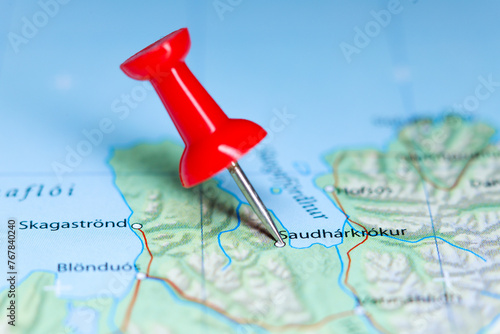 Saudharkrokur, Iceland pin on map