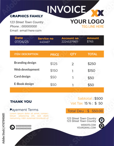 INVOICE DESIGN TEMPLATE VECTOR SIMPLE