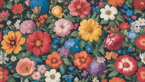 Seamless floral pattern: A Vivid Spring Floral Symphony © vector