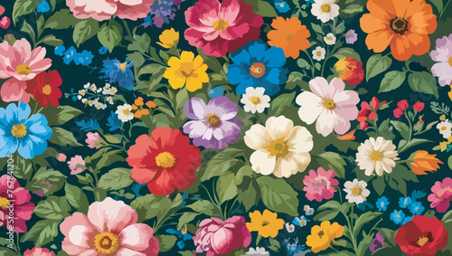 Seamless floral pattern: A Vivid Spring Floral Symphony