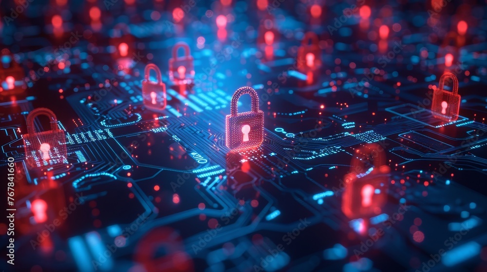 Digital Vigilance: Social Media Security Signs and Lock Symbol Digital Vigilance: Social Media Security Signs and Lock Symbol