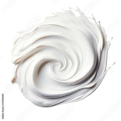 Stroke white moisturizing cosmetic cream, lotion on white background. Skin care product with a creamy texture. © Anastasiya