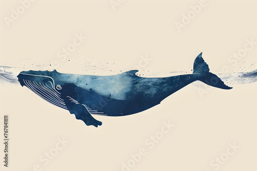  Imagine 2dBlue whale aesthetics minimalism Scandinavian nature-inspired illustration