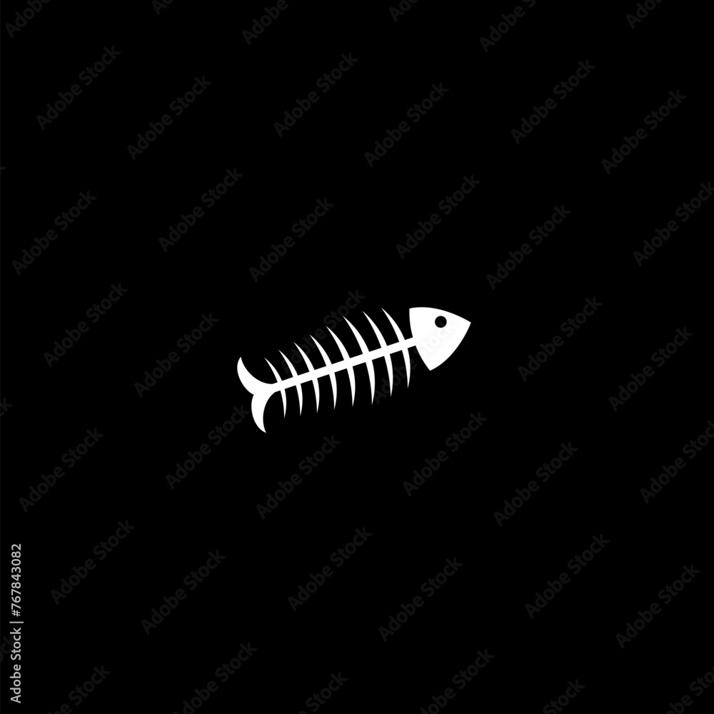 Fish bone icon simple sign. Fish bone icon on black background Fish bone icon simple sign. Fish bone icon on black background