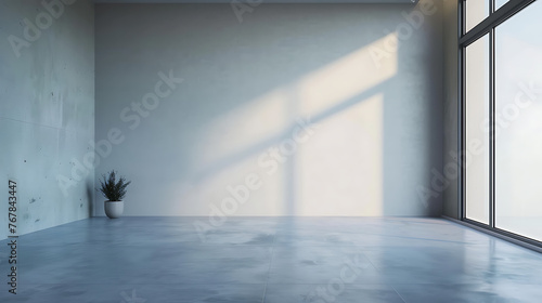 Empty room with a window and shadow on wall, Interior background
