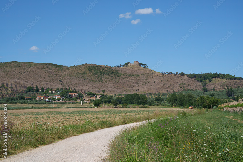 Rural landscape along a country road from Trasimeno lake to Cortona