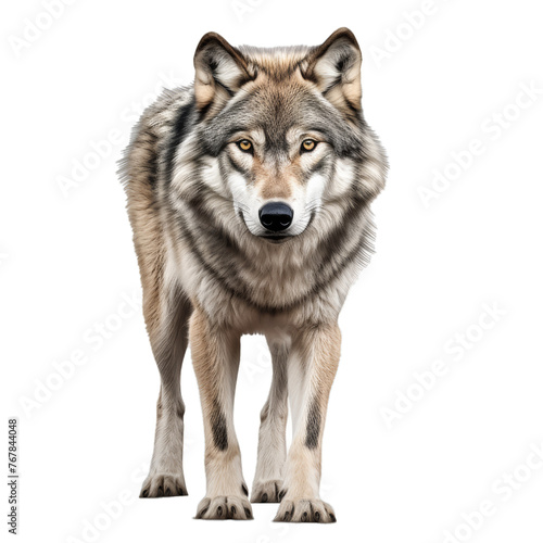 Portrait of gray wolf isolated on white transparent background  png
