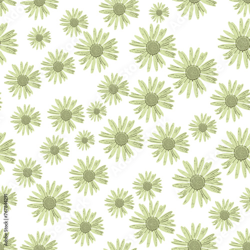 Seamless wallpaper with beautiful flowers.Vintage floral ornament. simple green spring theme flower texture background pattern used for textile,wallpapers..,