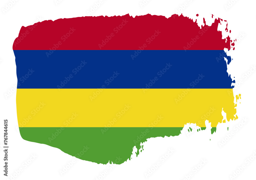 Obraz premium Mauritius flag with palette knife paint brush strokes grunge texture design. Grunge brush stroke effect