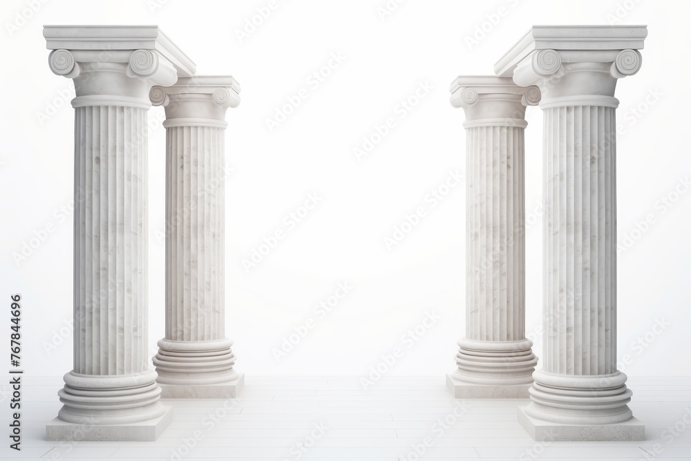 Roman columns on white background, perfect for historical and architectural study Roman columns on white background, perfect for historical and architectural study