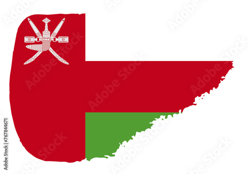 Oman flag with palette knife paint brush strokes grunge texture design. Grunge brush stroke effect
