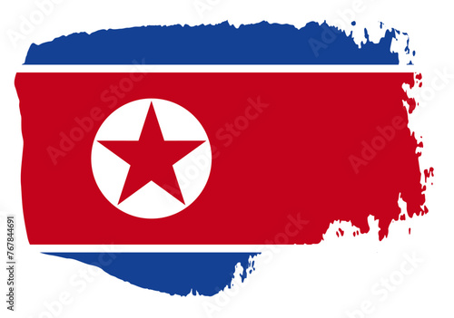 North Korea flag with palette knife paint brush strokes grunge texture design. Grunge brush stroke effect