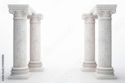 Roman columns on white background, perfect for historical and architectural study