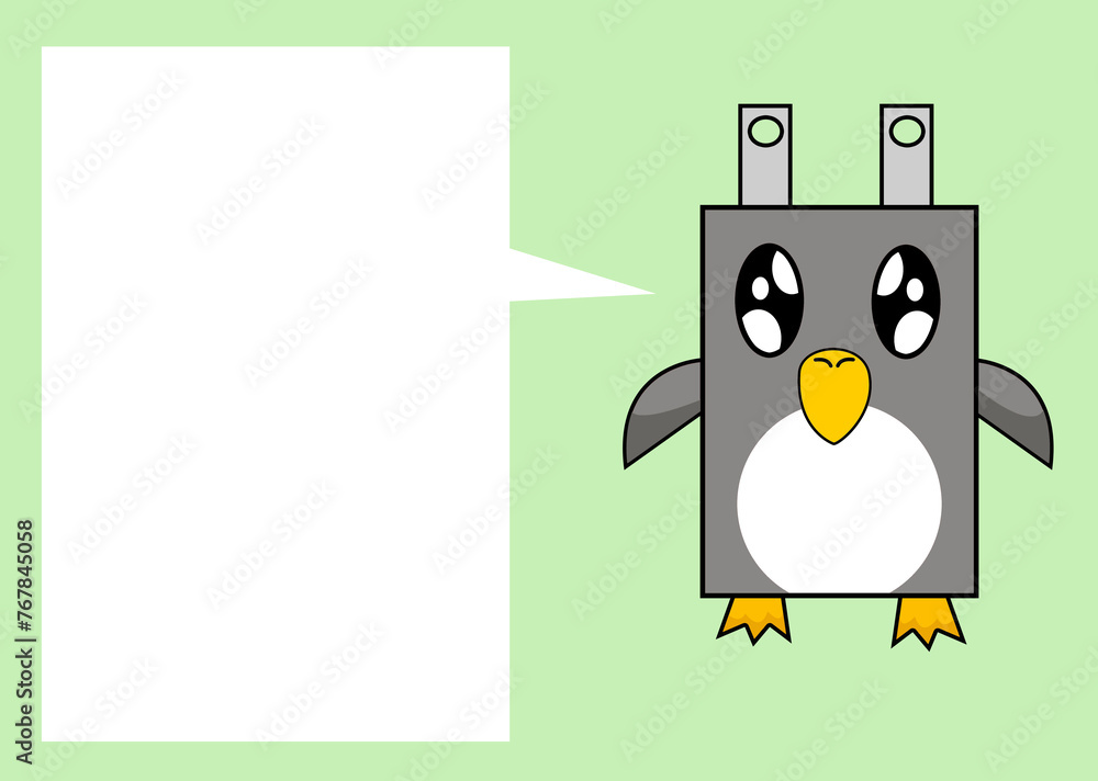 cute penguin cartoon character in blank banner