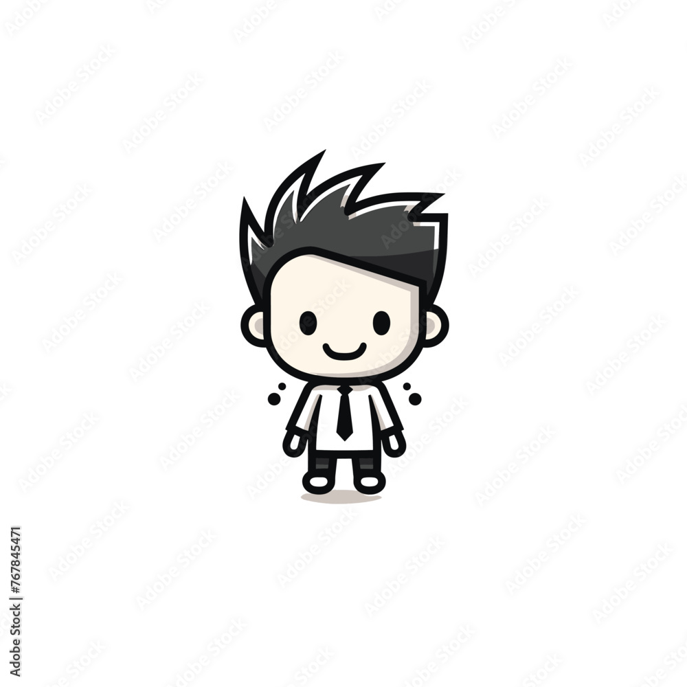 A cheerful cartoon character with spiky hair and big eyes A cheerful cartoon character with spiky hair and big eyes