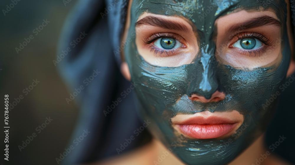A beautiful woman in mask on face in spa salon A beautiful woman in mask on face in spa salon