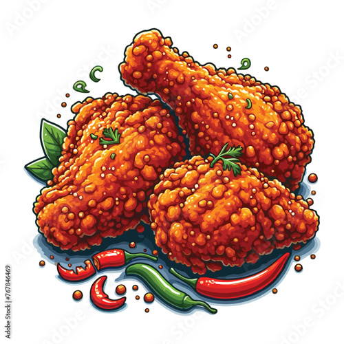 vector art illustration of crispy fried chicken 