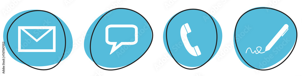 4 blaue Kontakt Icons - Button Banner 4 blaue Kontakt Icons - Button Banner