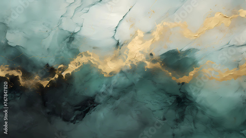 Green and gold marbled background