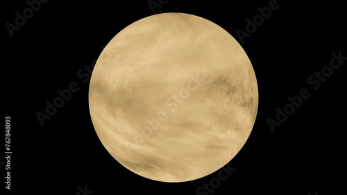 The planet Venus rotates around its axis on a black background, 3D rendering. photo