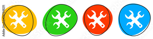 4 bunte Werkzeug Icons - Button Banner
