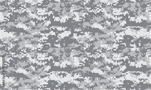 Print seamless pattern. Abstract military or hunting repeated camouflage background. black and white gray. Vector illustration.