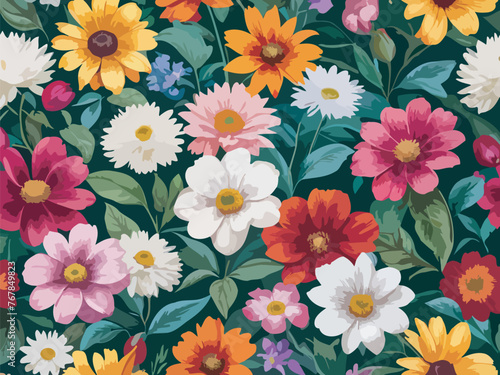 Seamless floral pattern  A Vivid Spring Floral Symphony