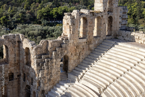 Fototapeta Naklejka Na Ścianę i Meble -  Theatre of Dionysus, remains of ancient Greek theatre situated on southern slope of Acropolis hill, Athens, Greece