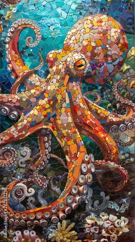 Wallpaper Mural Mosaic Majesty: The Octopus of the Ocean Depths Torontodigital.ca