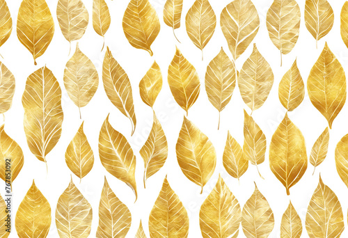 Golden background row white leaves © akk png