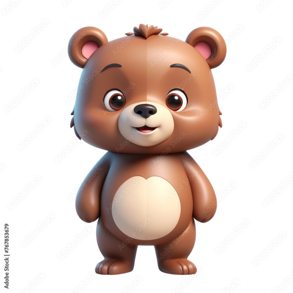 3d rendering of cartoon bear on Isolated transparent background png. generated with AI 3d rendering of cartoon bear on Isolated transparent background png. generated with AI