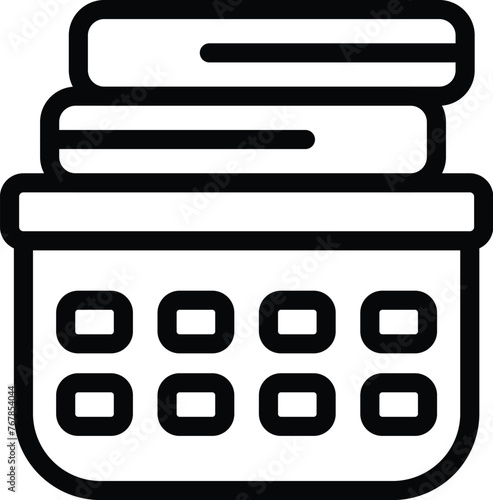 Laundry plastic hamper icon outline vector. Stack dirty clothes. Household washing chores