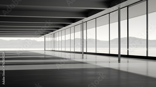 Modern Urban Wide open space. Beautifully designed futuristic interior architecture of a modern building open space