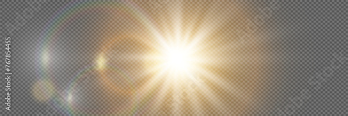 Special lens flash, lighting effect. The flare flashes with rays of light. On a transparent background.