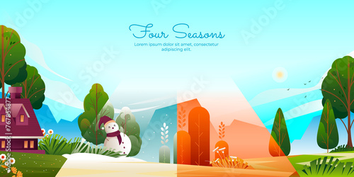 Four seasons background in gradient style