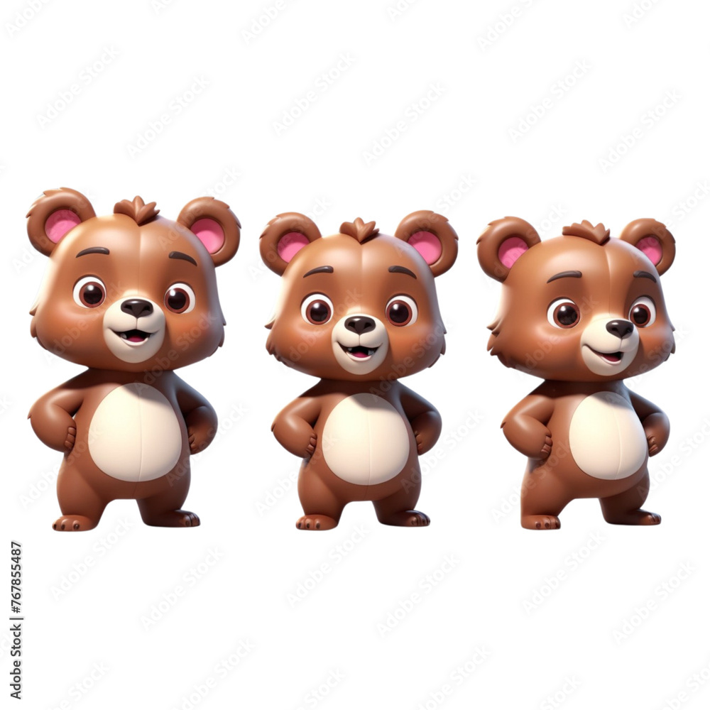3d rendering of cartoon bear set on Isolated transparent background png. generated with AI 3d rendering of cartoon bear set on Isolated transparent background png. generated with AI