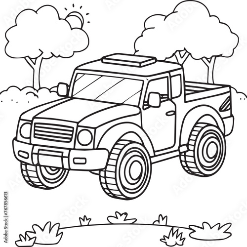 Vehicles coloring pages for coloring book. Vehicles outline vector