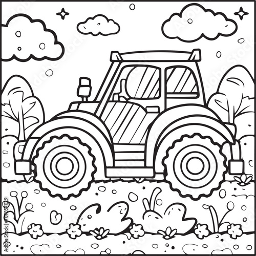 Vehicles coloring pages for coloring book. Vehicles outline vector