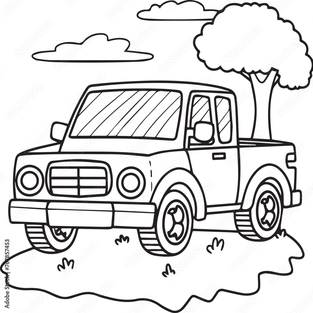 Vehicles coloring pages for coloring book. Vehicles outline vector