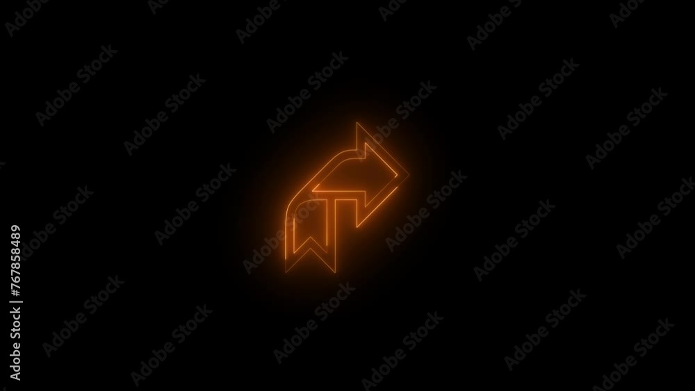 Neon glowing brown color arrow direction down to right icon animation black background Neon glowing brown color arrow direction down to right icon animation black background