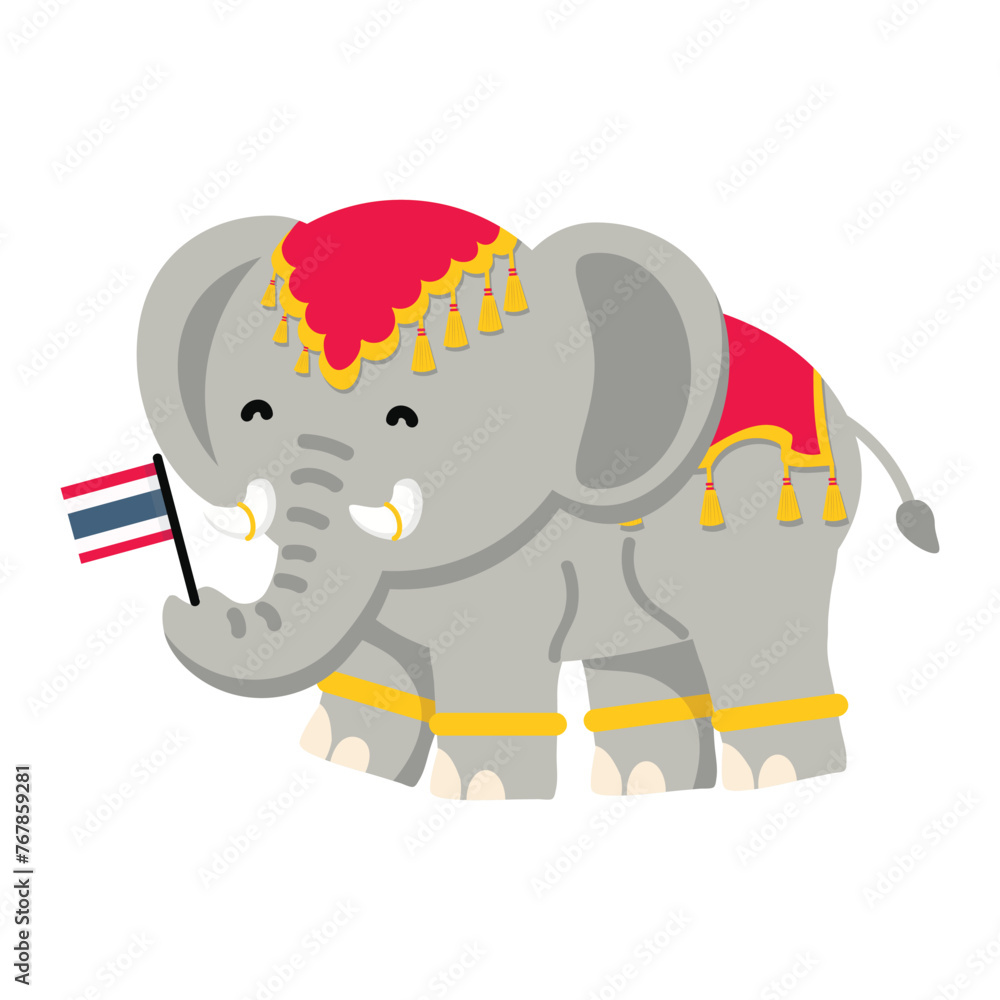Cute thailand Elephant hold thai flag Cute thailand Elephant hold thai flag