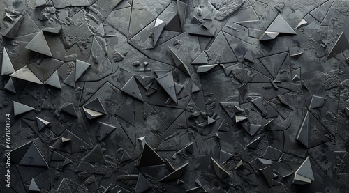 "A Dark Gray Wall Made of Many Triangular Blocks"