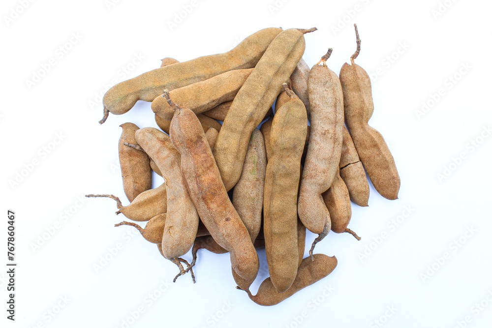 Tamarind on white background close-up view Tamarind on white background close-up view