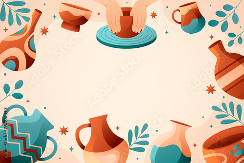 Pottery background in flat design