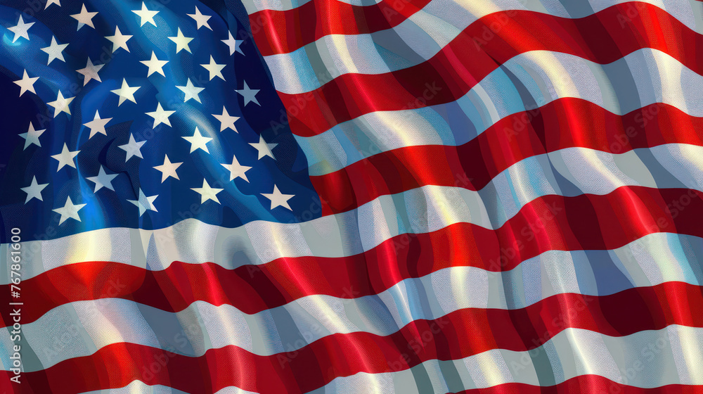 Background from Wavy Texture of an American Flag